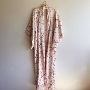 Japanese Maple Kimono Robe - Cream and Orange
